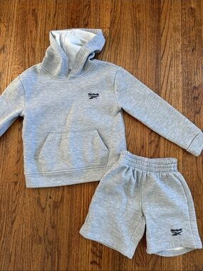 Reebok Light Gray Kids Hoodie & Shorts Set